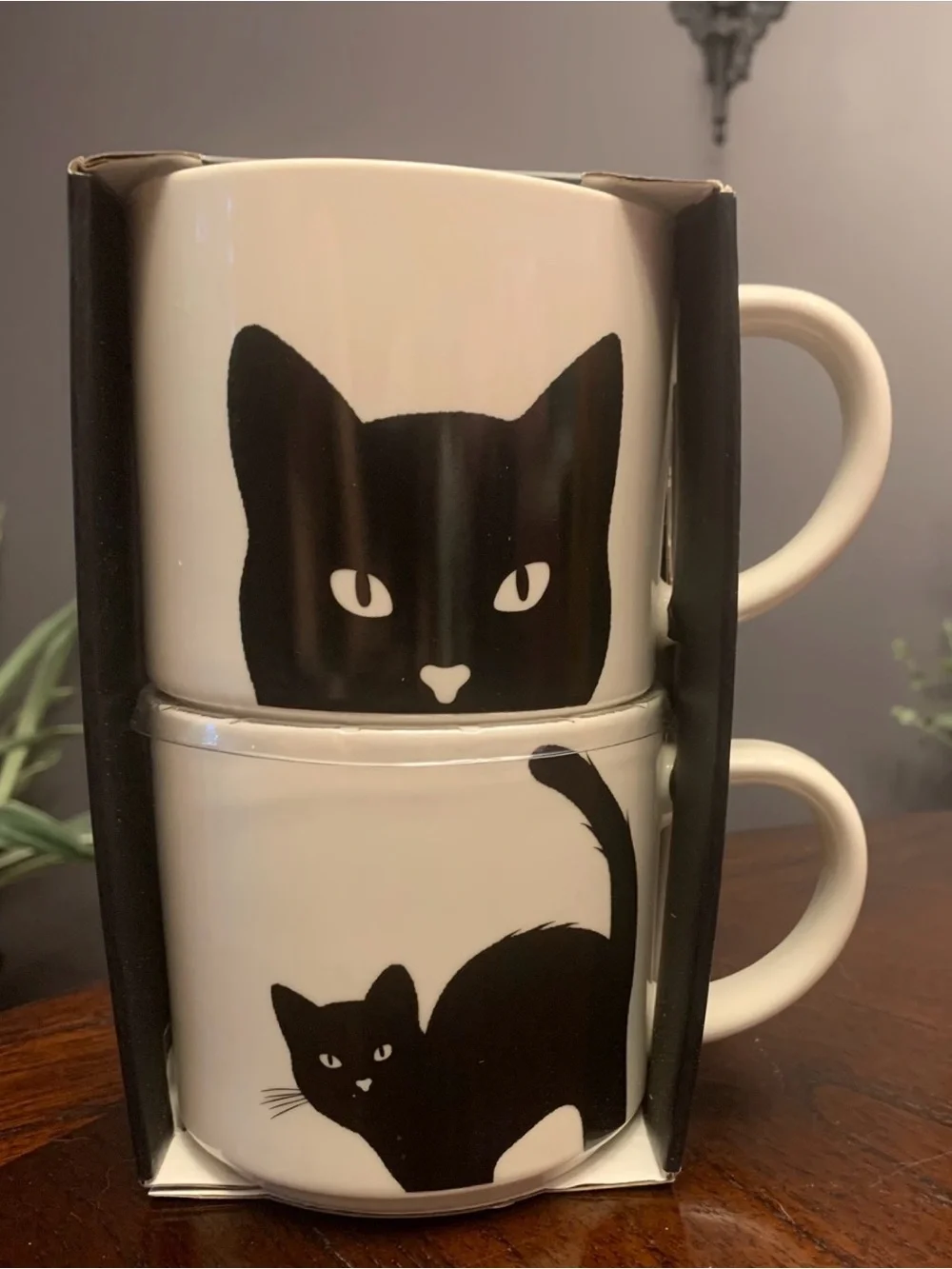 White Ceramic Cat Mugs (Set of 2)